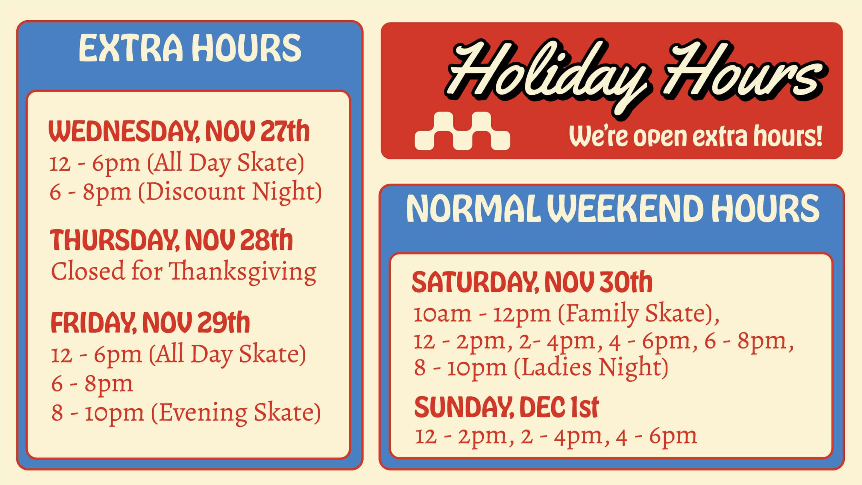 Thanksgiving Break Hours